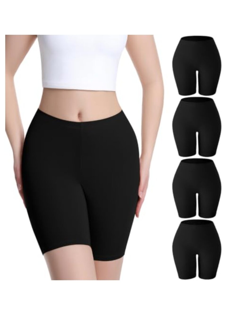 4 Pack Cotton Spandex Boy Shorts Anti Chafing Slip Shorts
